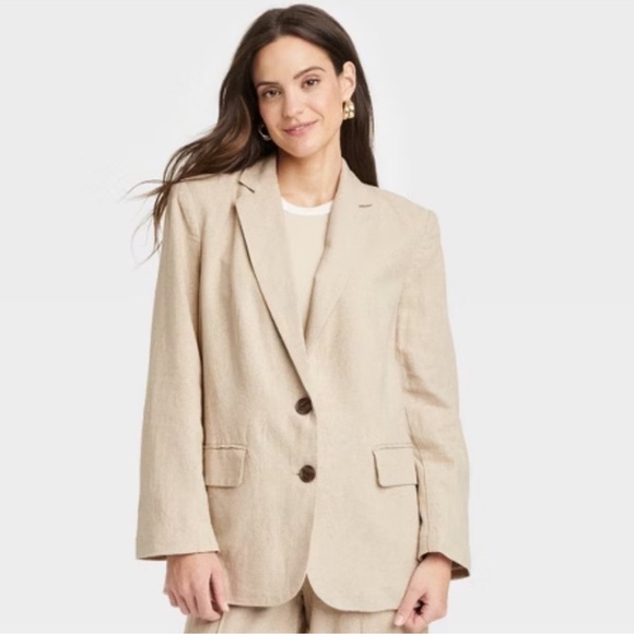 a new day Jackets & Blazers - NWT A New Day Women’s Linen Blend Spring Blazer - Natural Tan Size Medium